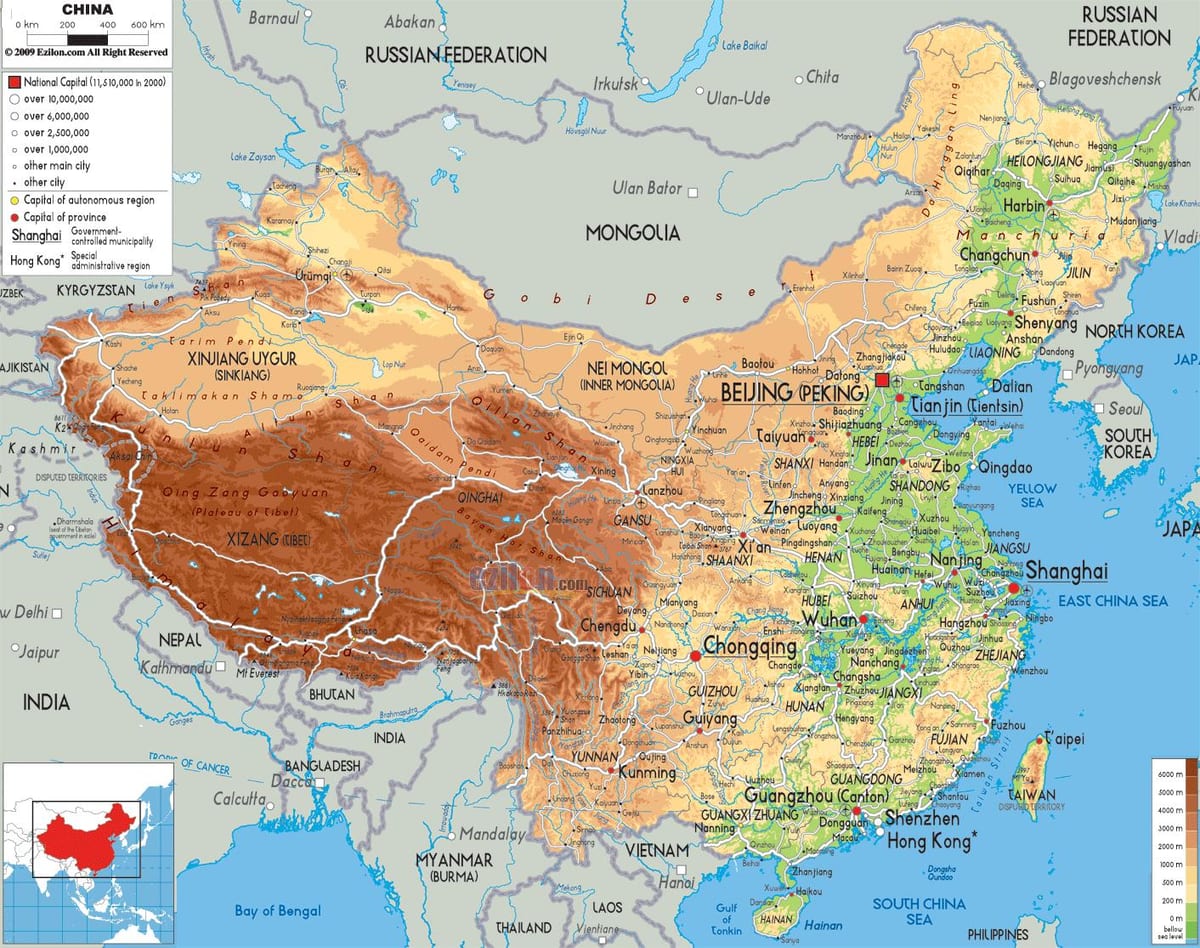 China în hartă