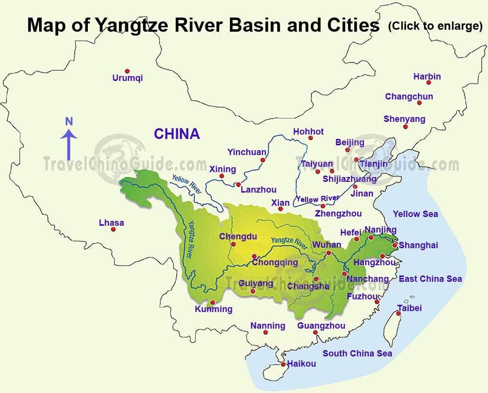 China hartă yangtze river