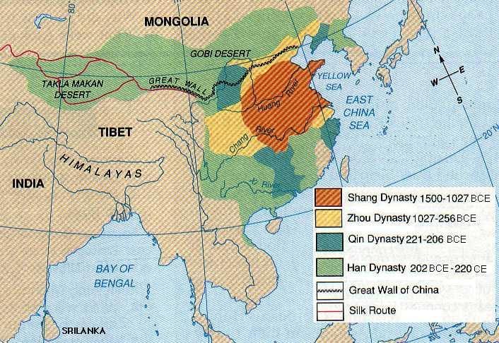 China antică geografie hartă