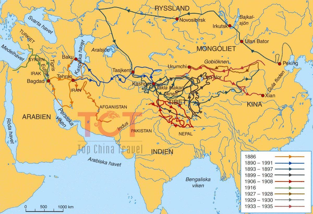 hartă a drumului mătăsii din China antică
