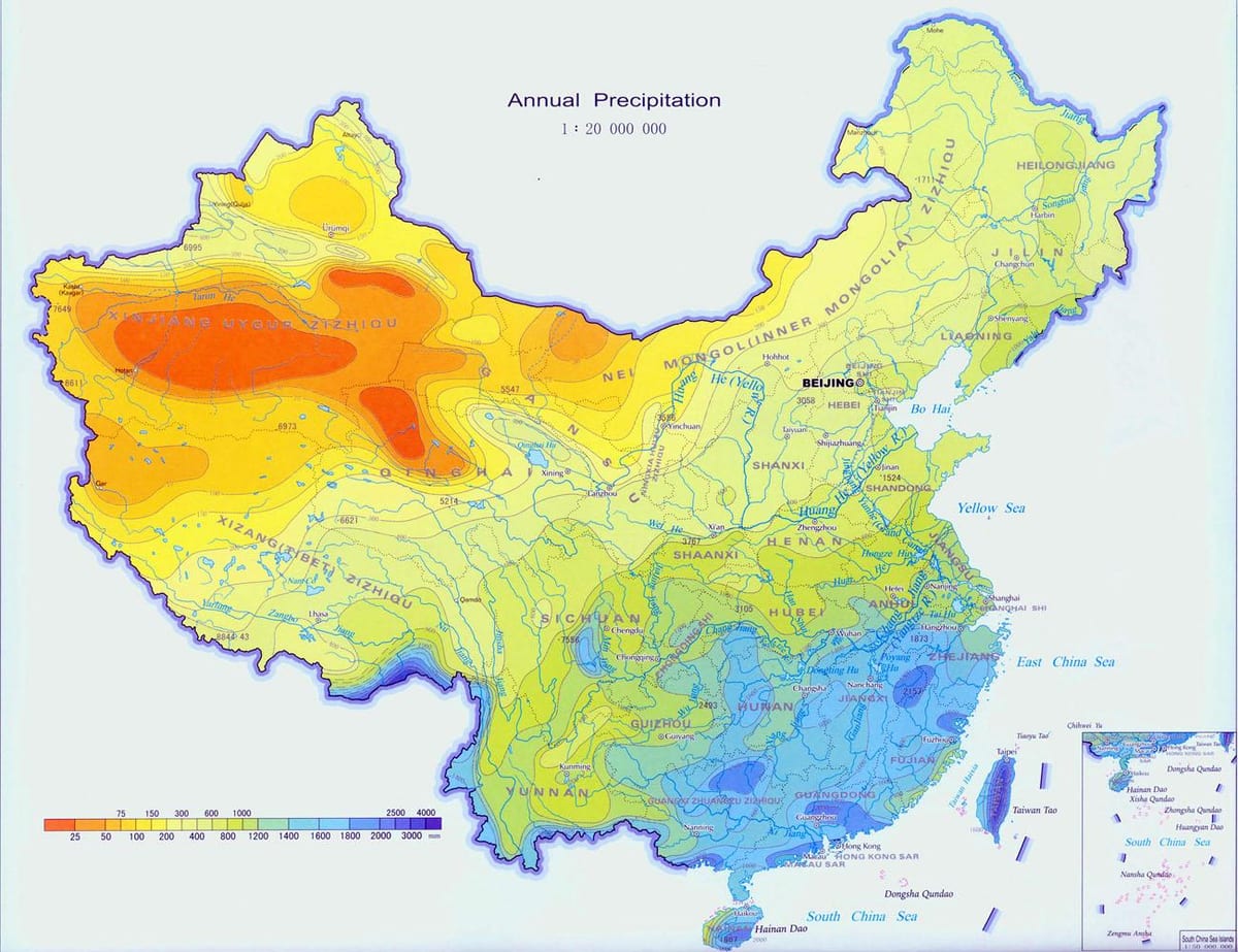 China precipitații hartă