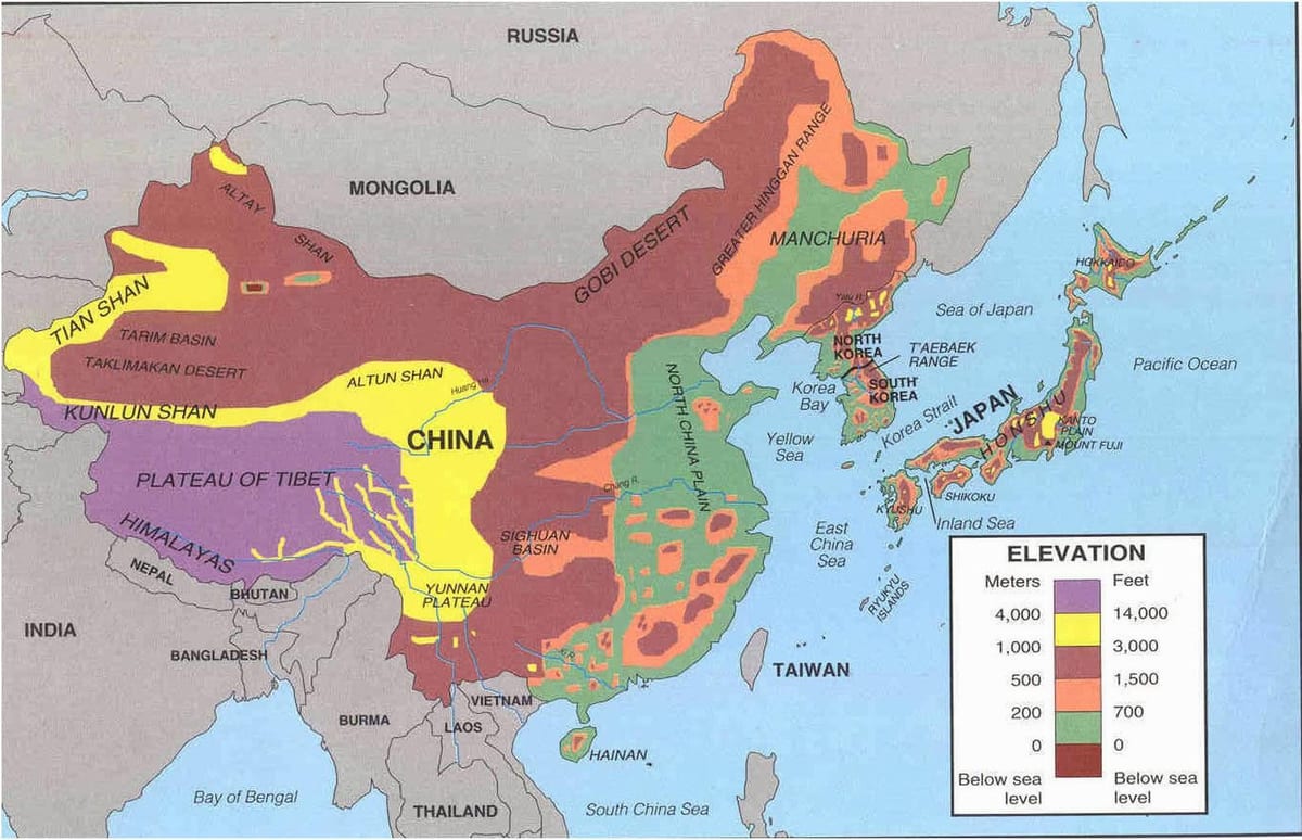 harta China desert