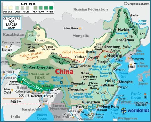 China hartă geografie