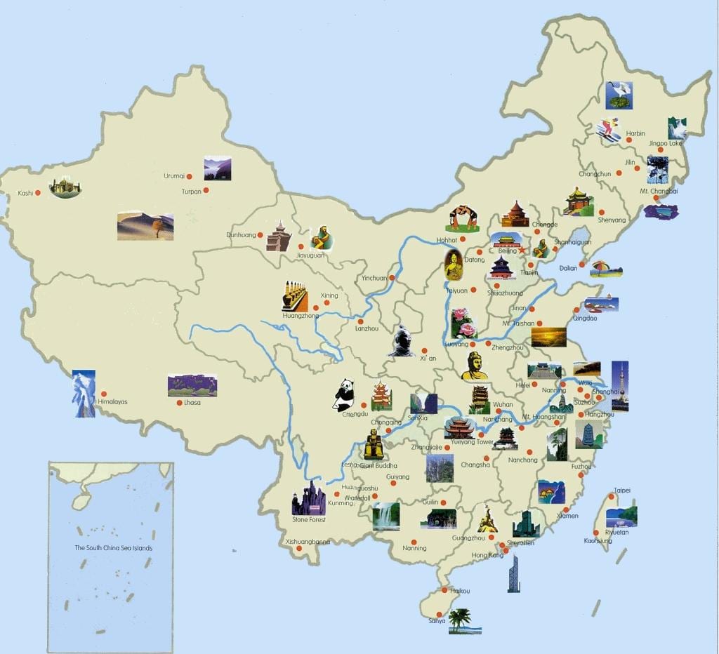 harta turistică China