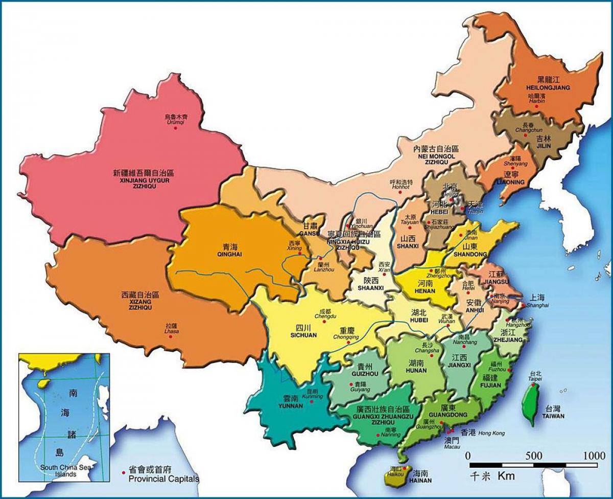 harta provincii din China