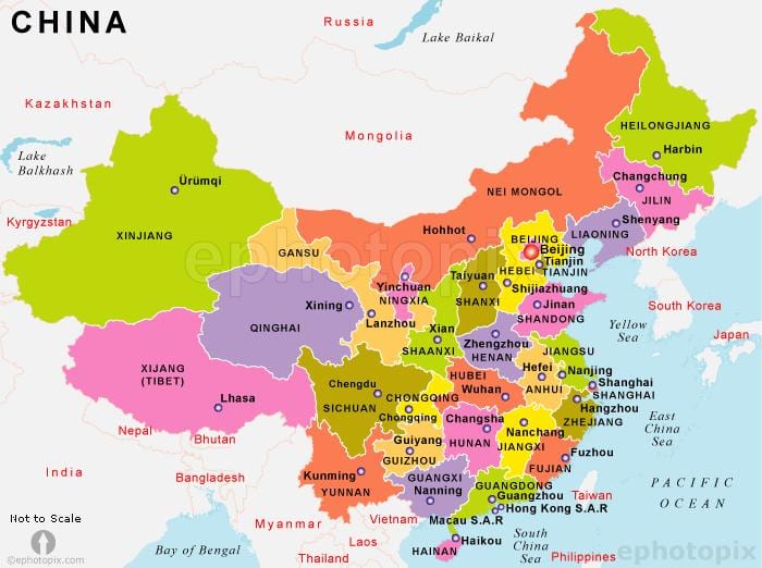 Harta chinei cu statele