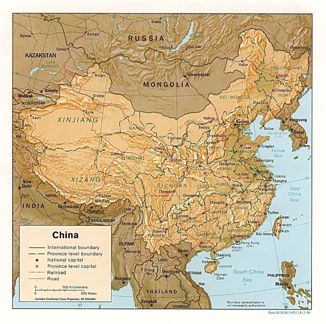 harta topografică din China