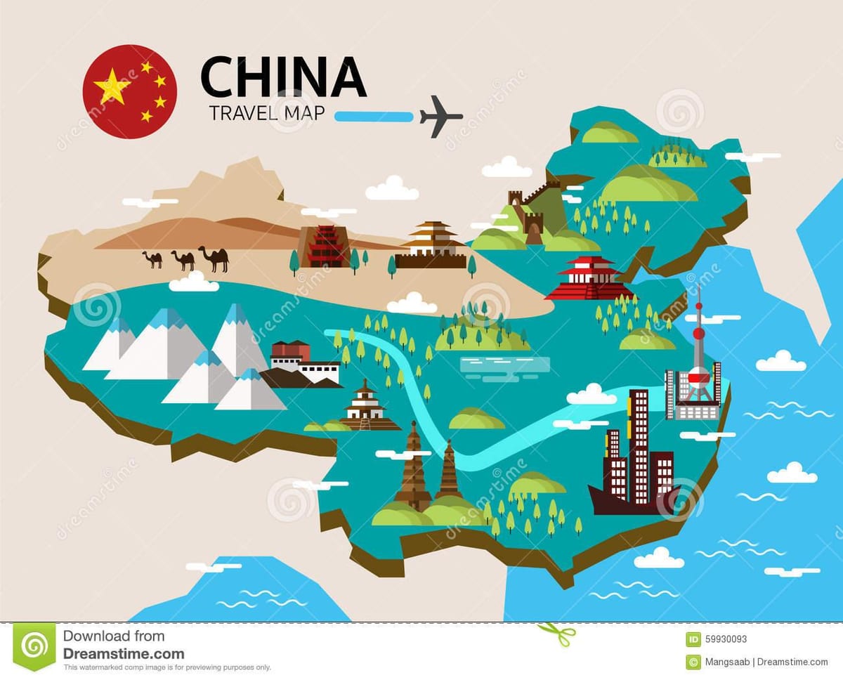 hartă de călătorie din China