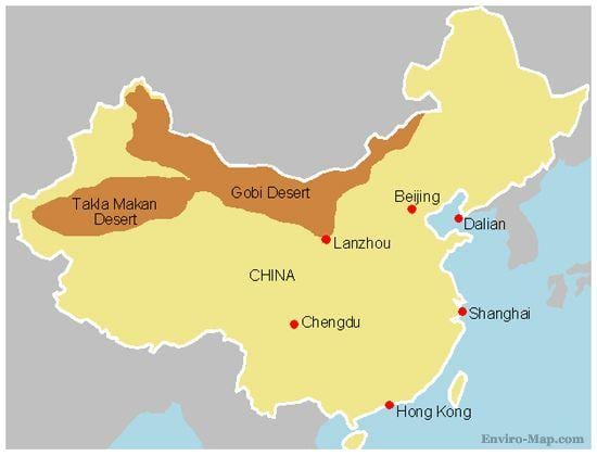 harta China deserturi
