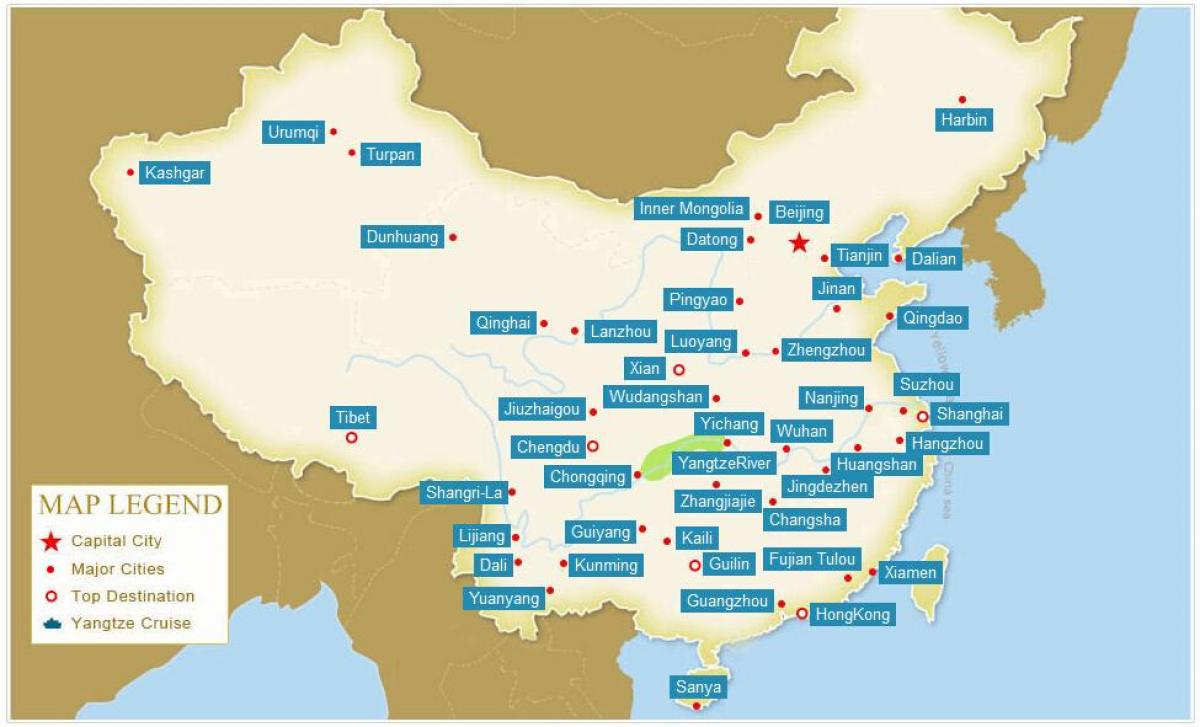 China hartă cu orașele