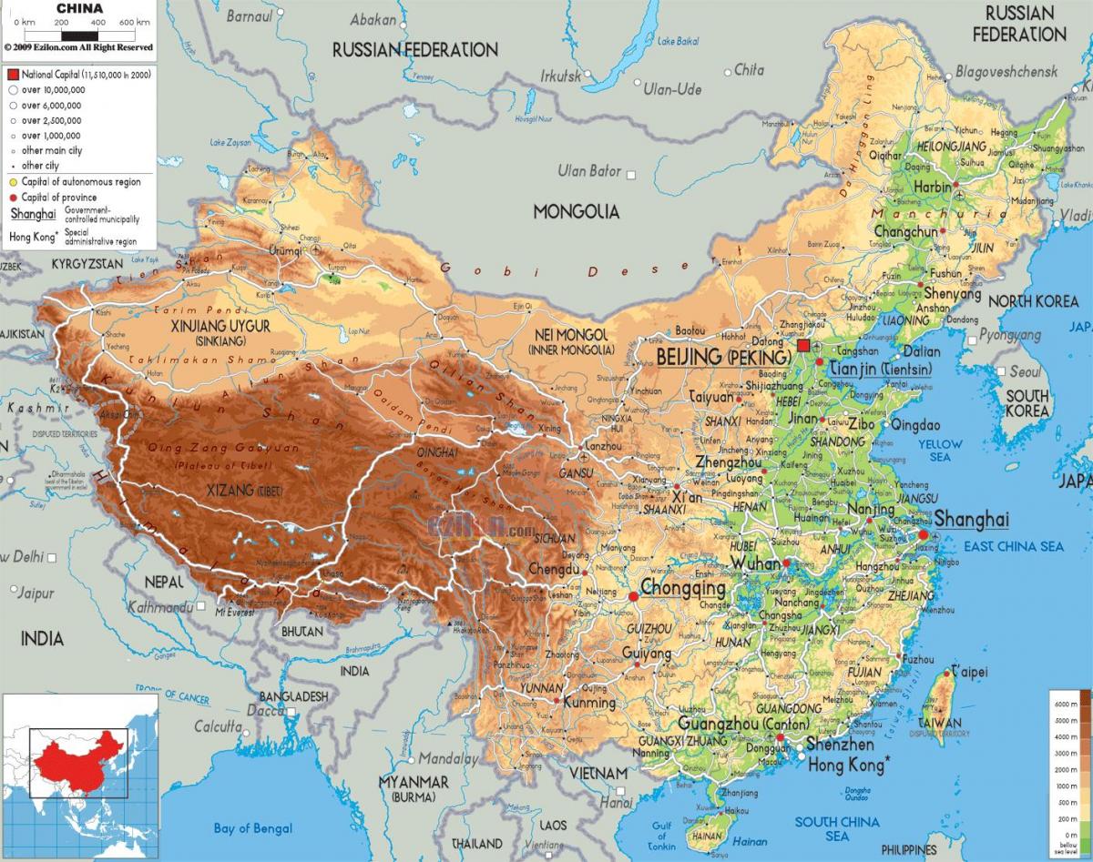 harta China caracteristici fizice