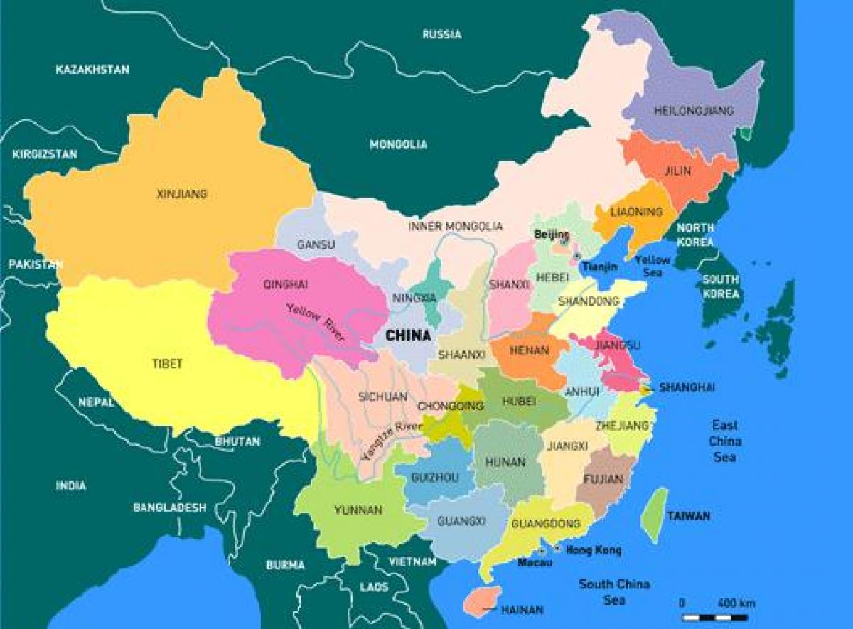 China provincia hartă în limba engleză