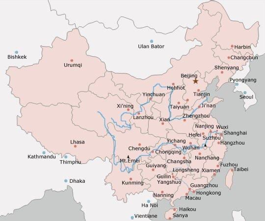 harta orașelor din China