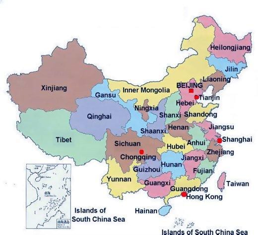 provincial hartă China