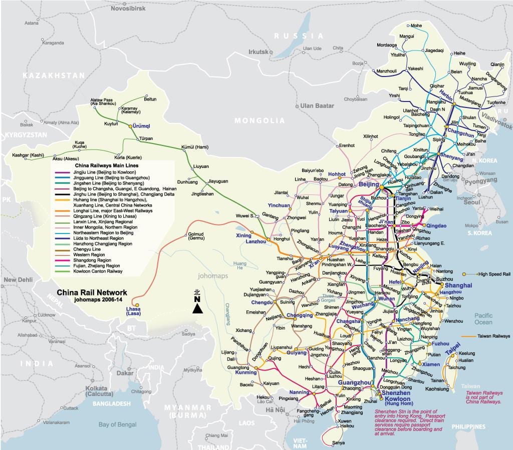 China tren rapid hartă
