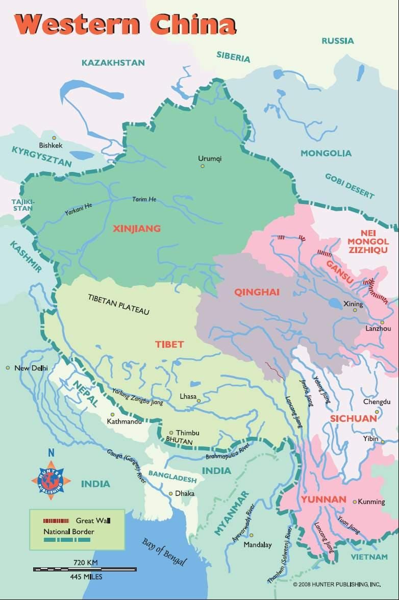 harta vestul Chinei