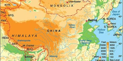 China altitudine hartă