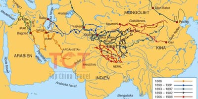 Hartă a drumului mătăsii din China antică