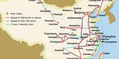 China feroviară de mare viteză hartă