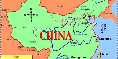 China hartă cu râuri și munți