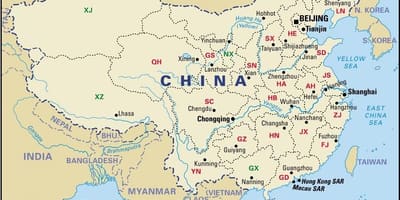 Harta de provincii din China și capitale