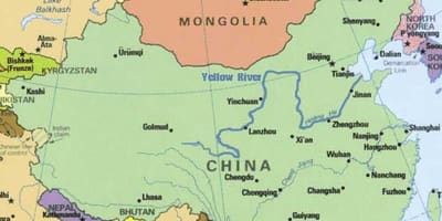 Fluviul galben pe harta China