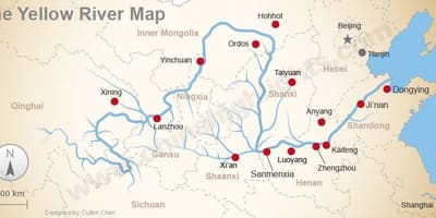 China hartă fluviul galben