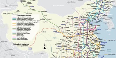 Harta cailor ferate din China