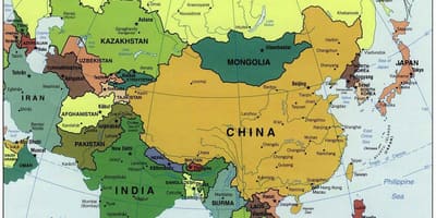 China și țările din jur hartă