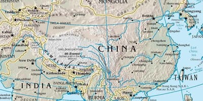 Harta de China, cu munți