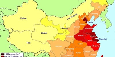 Hartă a populației din China